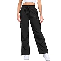 DILIUXING Women's Cargo Pants High Waisted Travel Y2K Streetwear Baggy Stretchy Water Resistant Pants with 4 Pockets