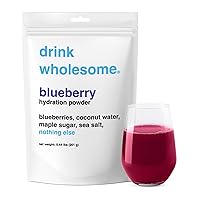 Drink Wholesome Blueberry Hydration Powder | Electrolyte Powder | For Sensitive Stomachs | Gut Friendly | Made With Real Fruit | Sweetened With Real Sugar | 0.44 lb