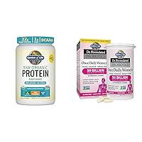 Garden of Life Organic Vegan Unflavored Protein Powder 22g Complete Plant Based Raw Protein & BCAAs Plus Probiotics & Digestive Enzymes for Easy Digestion &