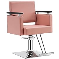 BarberPub Classic Hydraulic Barber Chair Salon Beauty Spa Styling Salon Equipment 8803 (Light Pink)