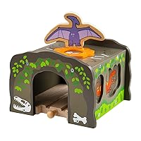 Bigjigs Rail T-Rex Dinosaur Train Tunnel Wooden Train Track Accessories - Bigjigs Train Accessories for Wooden Train Sets, Compatible with Other Kids Train Sets