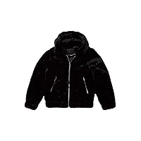 [BLANKNYC] girls Faux Fur Hooded Bomber Jacket, Comfortable & Stylish CoatFaux Fur Jacket