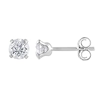 La4ve Diamonds 3/8 Carat 10K White Gold 4 Prong Set Round-cut Diamond Solitaire Stud Earrings (J-K, I2-I3) | Real Diamond Jewelry for Women| Gift Box Included