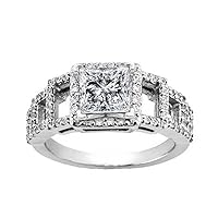 2.07 ct. TW Princess Diamond Accented Engagement Ring