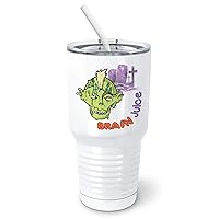 Punk Zombie Tumbler with Spill-Resistant Slider Lid and Silicone Straw - Halloween Zombies Kids Christmas (30 oz Tumbler, White)