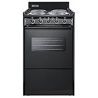 Summit TEM110CW 20 Freestanding Electric Range with 4 Coil Elements 2.46 cu. ft. Oven Capacity Chrome Drip Pans Storage Drawer Indicator Lights in Black