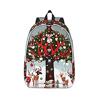 Cow Deer Trees Christmas Large Capacity Backpack, Men'S And Women'S Fashionable Travel Backpack, Leisure Work Bag,