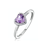 10K 14K 18K Gold 1 Carat Amethyst Diamond Engagement Ring for Women, Amethyst Diamond Gift Ring for Her (I2-I3 Clarity)-4