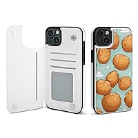 Fired Potato Balls Funny Flip Case Compatible with iPhone 15/iPhone 15 Plus/iPhone 15 Pro/iPhone 15 Pro Max Wallet Case with Card Holders Protective Cover