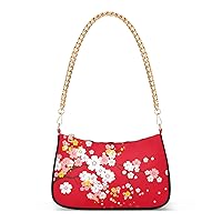 Shoulder Bags for Women Japaneses Sakura Tree Cherry Bloom Hobo Tote Handbag Small Clutch Purse with Zipper Closure