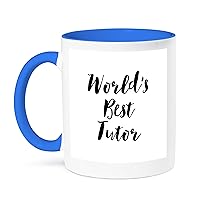 3dRose Phrase-Worlds Best Tutor Mug, 11 oz, Blue