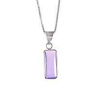 925 Sterling Silver Plated Rectangle Opalite Pendant necklace Gift