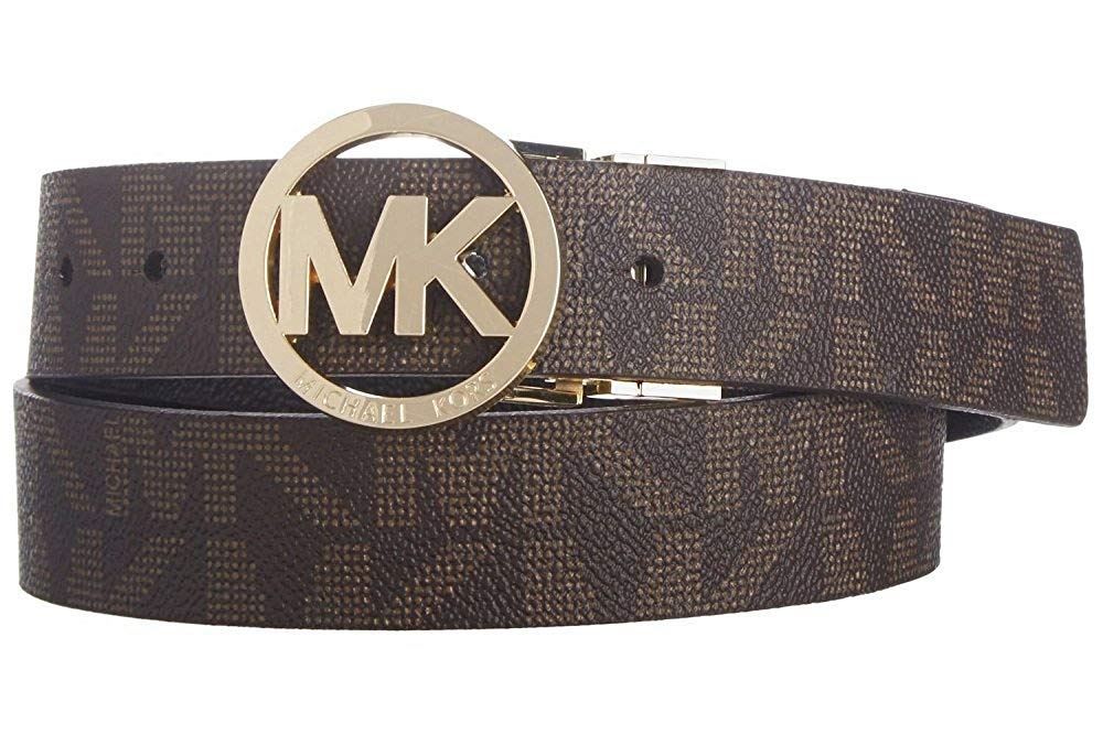 Amazoncom Michael Kors Signature Logo Belt with Reversible MK Logo  Plaque VanillaLuagge Medium  Clothing Shoes  Jewelry