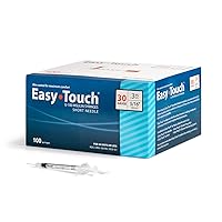 EasyTouch U-100 Insulin Syringe with Needle, 30G 0.3cc 5/16-Inch (8mm), Box of 100