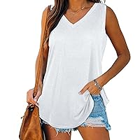 Women's Vintage Ruffle Hem Tank Tops Summer Casual Loose O-Neck Vest Vacation Cami Shirts Solid Color Beach Tee Tops