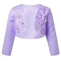 YiZYiF Kids Girl's Long Sleeve Bolero Shrug Jacket Dress Coat Open Cardigan Flower Girl Dress Cover Up