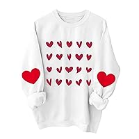 Women's Plus Size Tops Fashion Valentine's Day Printing Long Sleeve O-Neck Pullover Top Blouse Undershirt, S-3XL