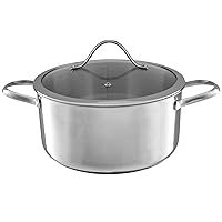 6 Quart Stock Pot-Stainless Steel Pot with Lid-Compatible with Electric, Gas, Induction or Gas Cooktops-Cookware by Classic Cuisine