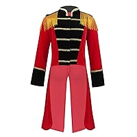 Kids Circus Ringmaster Costume Red Tailcoat Jacket Tuxedo Coat Halloween Cosplay Party Prince Costumes