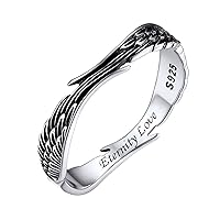 925 Sterling Silver Angel Wings Band Rings for Women Men Personalized Custom with Gift Packaging
