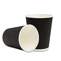 Restaurantware Ripple Cups/443 Coffee Cups, 12 oz, Black