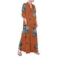 Long Shirt Dresses for Women 2023 Trendy Print Summer Dress Women Button Down Maxi Sundress Hawaiian Pocket Dresses