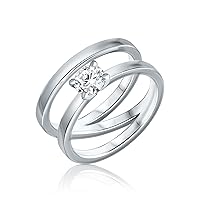 0.50 Carat Solitaire, Double Twin Band, Diamond Engagement Ring, 14K White Gold, F+/VS+ Round Brilliant, IGI Certified Lab Grown Diamond Band