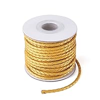 10.93 Yards 3mm Round Braided Cowhide Cords Gold Genuine Braided Leather Cords for Bracelet Necklace Jewelry Making
