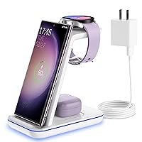 Wireless Charging Station for Samsung/Android, Fast Wireless Watch Charger Stand/Station Compatible for Samsung Galaxy S24/S23+/S22/Z Flip 5/4 Fold 5/4, Watch6/5/Pro/4/Active 1/2 Galaxy Buds2 Pro
