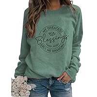 Women Grandma Sweatshirt Cute Floral Heart Graphic Sweatshirt Grandma Gift Pullover Top Casual Long Sleeve Shirts