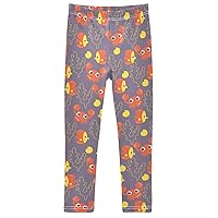 Crab Fish Coral Girl's Leggings Soft Ankle Length Active Stretch Pants Bottoms 4-10 Years