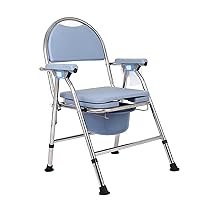 Bedside Commodes Chair, 5 Levels of Height Adjustable Bedside Commode Toilet Portable Toilet Commode Chair for Toilet with Arms and Padded Foldable Potty Chair for Adults