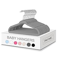 BAGAIL Kids Velvet Hangers 11 Inches Children's Clothes Hangers Non-Slip Baby Hangers for Infant/Toddler (Grey,50pack)