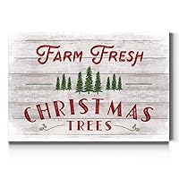 Farm Fresh Christmas Trees Wall Art, Festive Christmas Decorations, Red & Green Artwork, Premium Gallery Wrapped Canvas Decor, Ready to Hang, 8 in H x 12 in W, Made in America