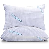 Shredded Memory Foam Pillows - Gel Pillow Queen Size Set of 2 - Gel Cooling Memory Foam Pillows for Bed - Bed Pillows for Sleeping 2 Pack - Adjustable Queen Pillows 2 Pack - Medium Firm