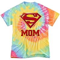 Popfunk Superman Super Mom Tie Dye Adult Unisex T Shirt (Large) Rainbow Spiral