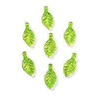LiQunSweet 100 Pcs Transparent Acrylic Tree Leaf Charms Plastic Green Leaf Charms for Earring Necklaces Jewelry Craft Making