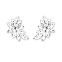 Small Rhinestone Stud Earrings Dainty Marquise Crystal Cluster Earring for Women Girls Wedding Bride Prom