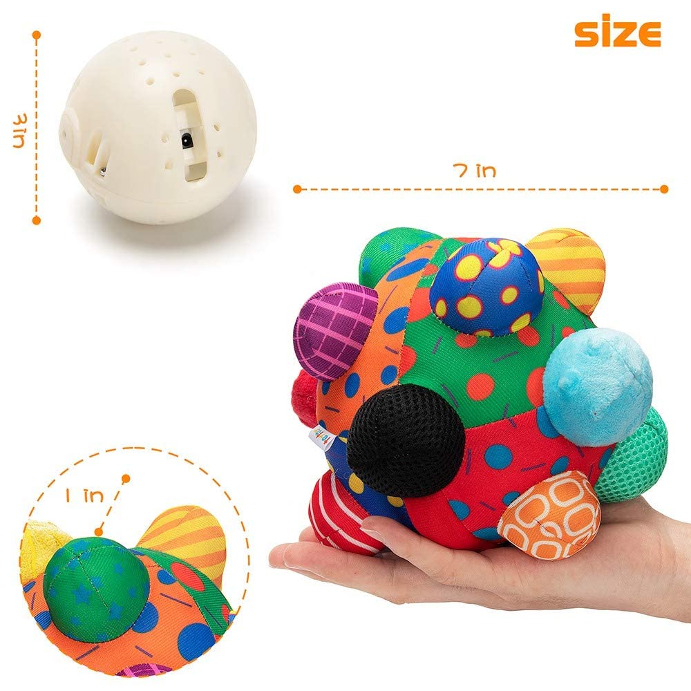 teytoy Baby Music Shake Dancing Ball Toy,Developmental Bumpy Ball Sensory Soft Toys,Easy to Grasp Bumps Help Develop Motor Skills for Girls and Boys Ages 12 Months and Up
