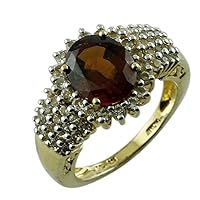 Carillon Hessonite Garnet Oval Shape 8X10MM Natural Earth Mined Gemstone 10K Yellow Gold Ring Unique Jewelry for Women & Men