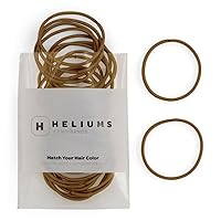 Heliums Thin Hair Elastics - Dark Golden Blonde - 2mm Hair Ties for Fine Hair, 40 Count, 1.75 Inch Diameter, Medium Hold Ponytail Holders