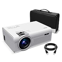 Living Enrichment Mini Projector, Built-in Dual Speaker and Full HD 1080p Movie Video Projector, 50000 Hours Life LED, Compatible with TV Stick, Video Games, HDMI, USB, TF, VGA, AUX, AV - White