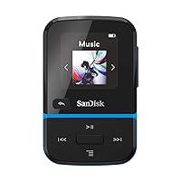 SanDisk 32GB Clip Sport Go MP3 Player, Blue - LED Screen and FM Radio - SDMX30-032G-G46B