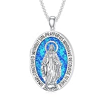 SOULMEET Personalized 10K 14K 18K Gold Oval Blessed Virgin Mary Locket That Holds Pictures Christian The Mother of Jesus Locket Necklace with Silver Chain Gift for Prayers Men Women