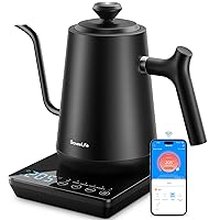 Smart WiFi Electric Kettle with LED Display, Variable Temperature Control, 0.8L, Alexa Compatible - Stainless Steel Kettle for Pour Over Coffee, Brew Tea, Boil Hot Water, Matte Black