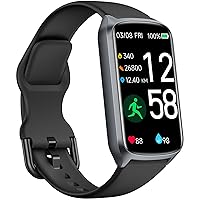 Health Fitness Tracker with 24/7 Heart Rate, Blood Oxygen, Blood Pressure, Sleep and Stress Tracker, 5ATM Waterproof Activity Trackers with Step Tracker, Pedometer (S & L Bands Included)