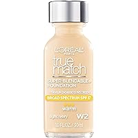 Makeup True Match Super-Blendable Liquid Foundation, Light Ivory W2, 1 Fl Oz, 1 Count