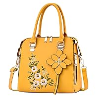 Ladies Mobile Phone Handbag Fashion Embroidery Handbag Simple One Shoulder Crossbody Bag for Middle Aged (Yellow, One Size)