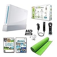 Nintendo Wii Black System HD Ready + Wii Fit Plus, Balance Board Mat Bundle