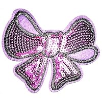 PARITA Christmas Ribbon Bow Sequin Purple Cartoon Patch Embroidery Iron on Sew on Applique Badge DIY Handmade for Jacket Polo T-Shirt Hat Bag Craft Decorative Repair (7)